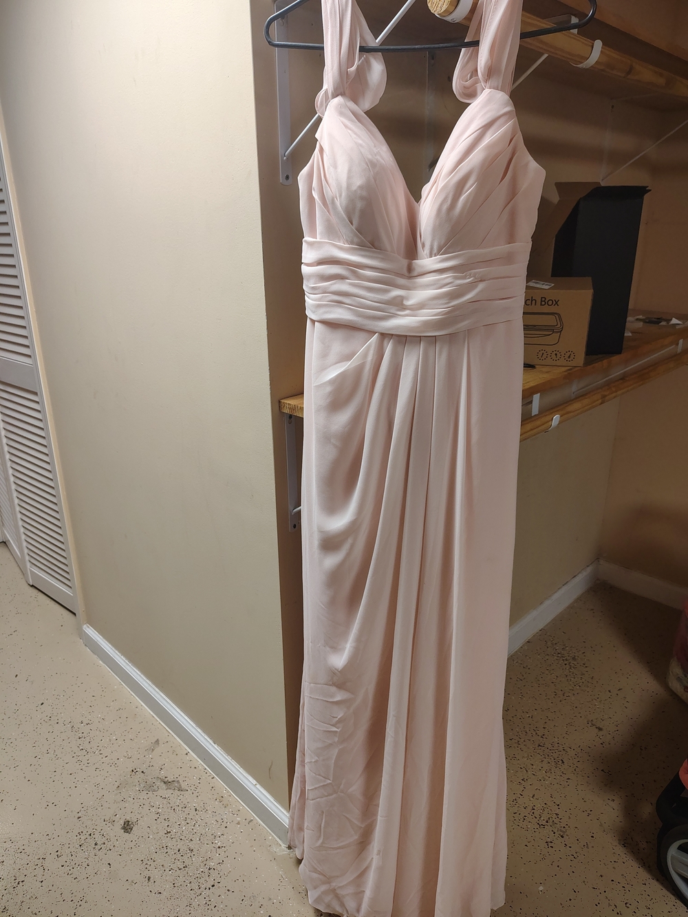 Bill Levkoff Light Blush Pink Ruched V-Neck Prom Gown